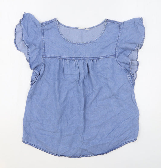 Gap Womens Blue Lyocell Basic Blouse Size S Round Neck