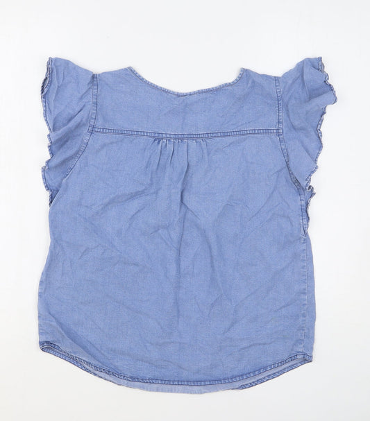 Gap Womens Blue Lyocell Basic Blouse Size S Round Neck