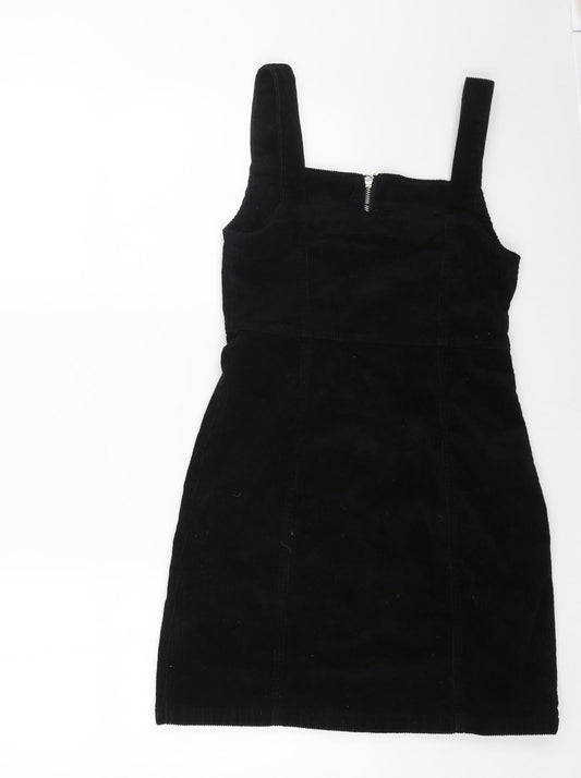 Denim Womens Black Cotton Pencil Dress Size 8 Square Neck Zip