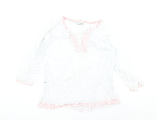 Womens UK Size One Size Crew Clothing Blue 100% Cotton Blouse