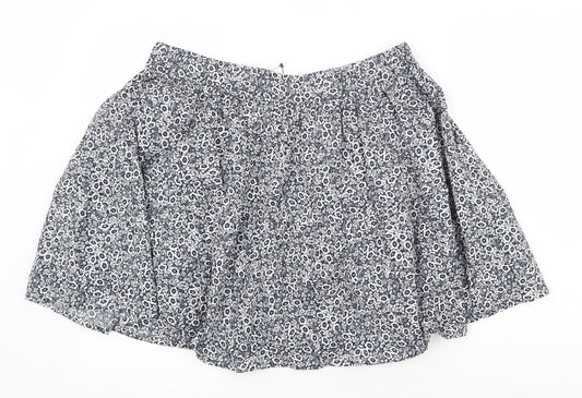 Marks and Spencer Womens Blue Floral Cotton Skater Skirt Size 16