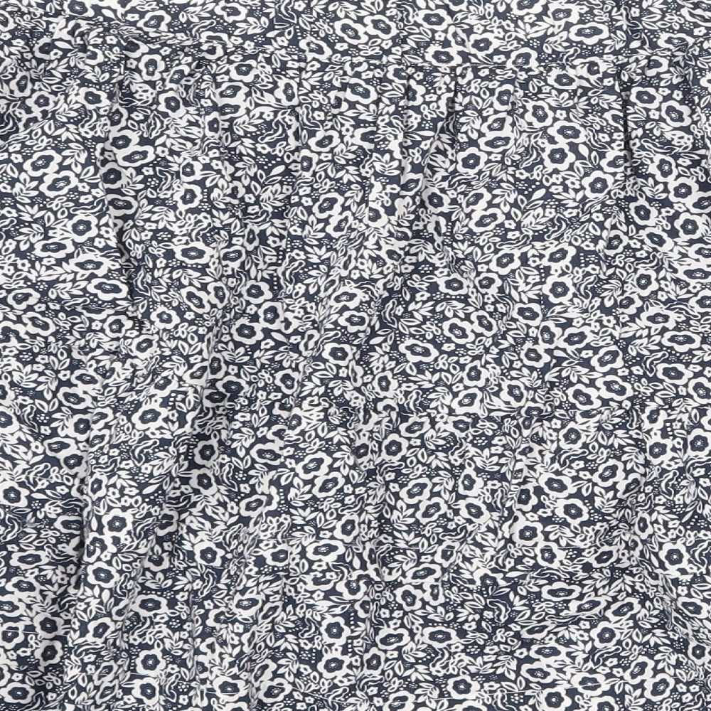 Marks and Spencer Womens Blue Floral Cotton Skater Skirt Size 16