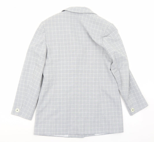 Meico Womens Grey Geometric Jacket Blazer Size 10 Buckle