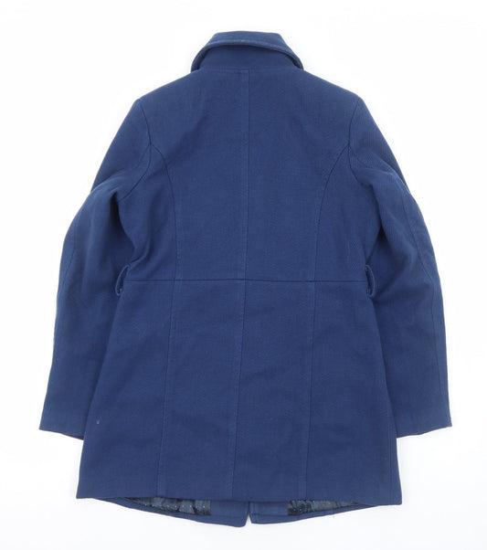 Oner Womens Blue Pea Coat Coat Size L Button