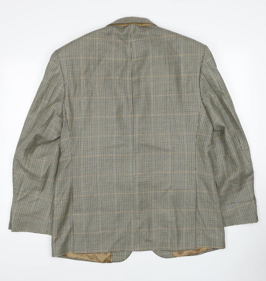 Marks and Spencer Mens Brown Plaid Wool Jacket Blazer Size 40 Regular