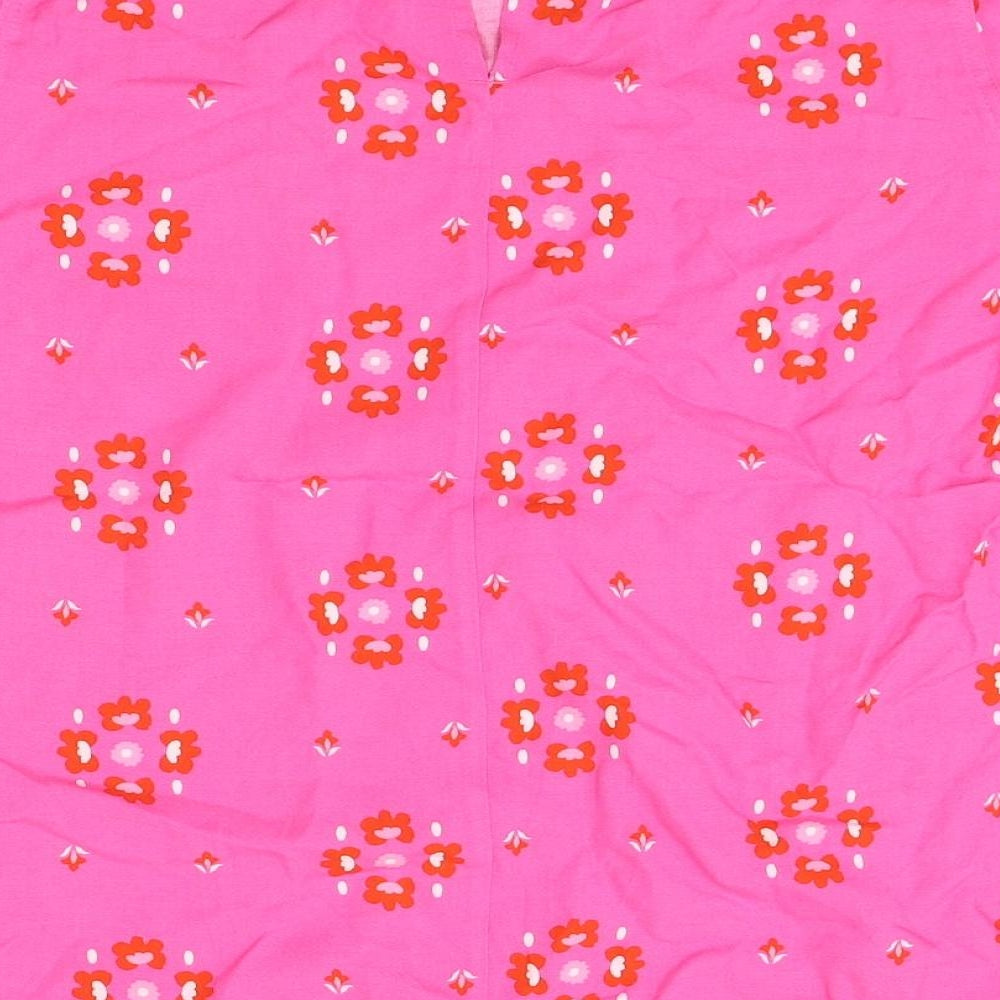 Marks and Spencer Womens Pink Geometric Viscose Basic Blouse Size 12 Round Neck