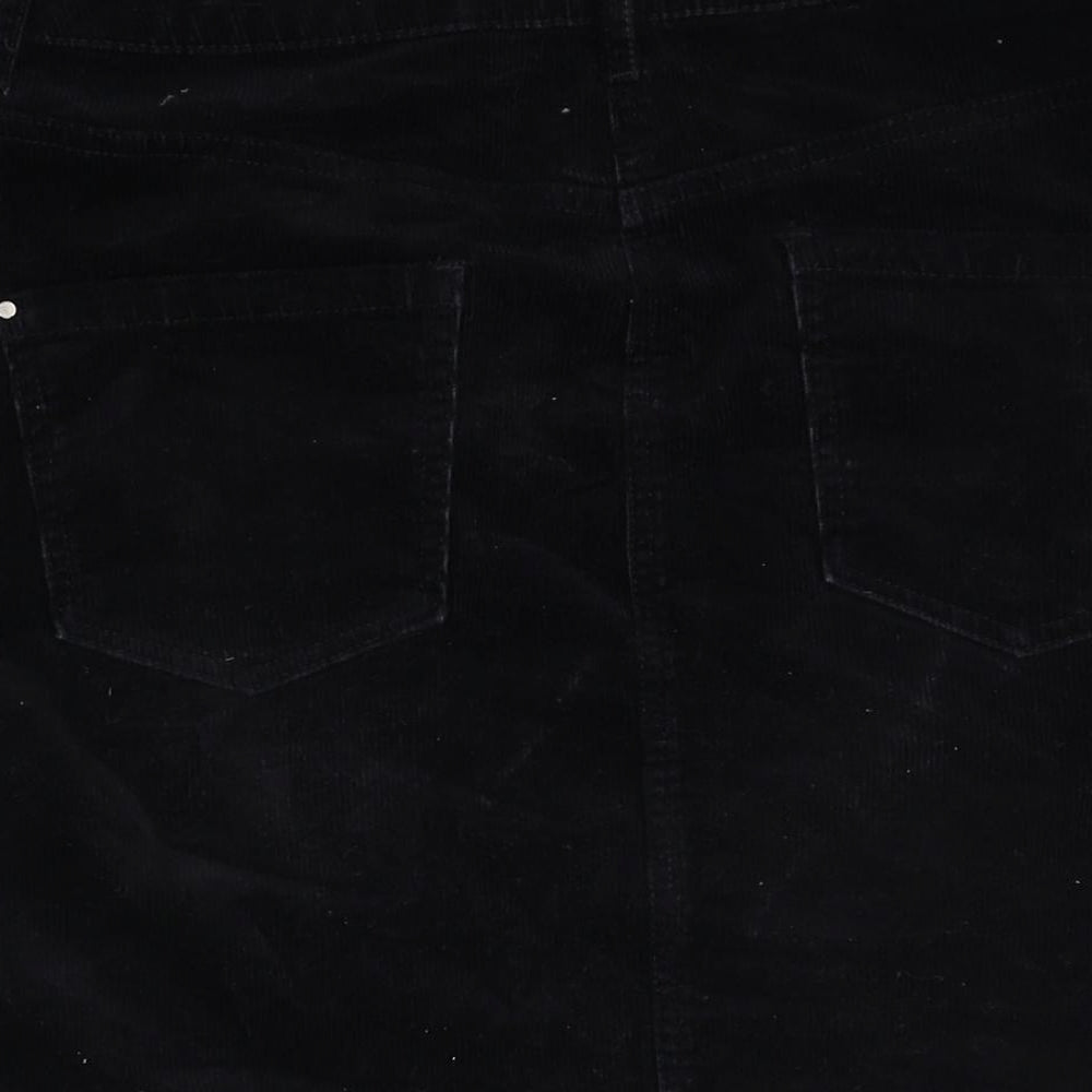 Dorothy Perkins Womens Black Cotton Straight & Pencil Skirt Size 12 Zip