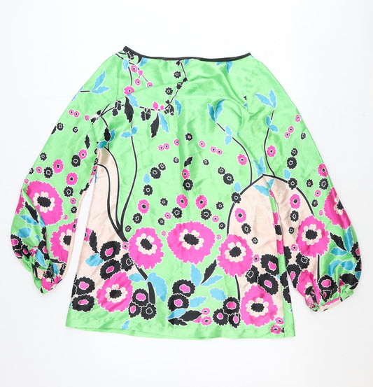Elise Ryan Womens Multicoloured Floral Polyester Mini Size M Boat Neck Pullover
