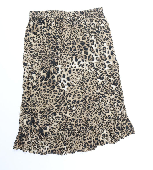 Soaked in Luxury Womens Brown Animal Print Viscose Trumpet Skirt Size M - Leopard Pattern