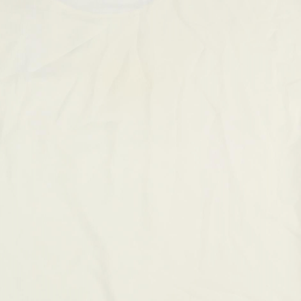 BHS Womens Ivory Polyester Basic T-Shirt Size 16 Round Neck