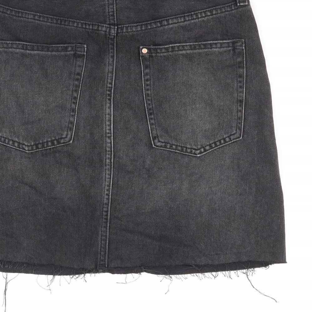 H&M Womens Black Cotton Straight & Pencil Skirt Size 6 Zip