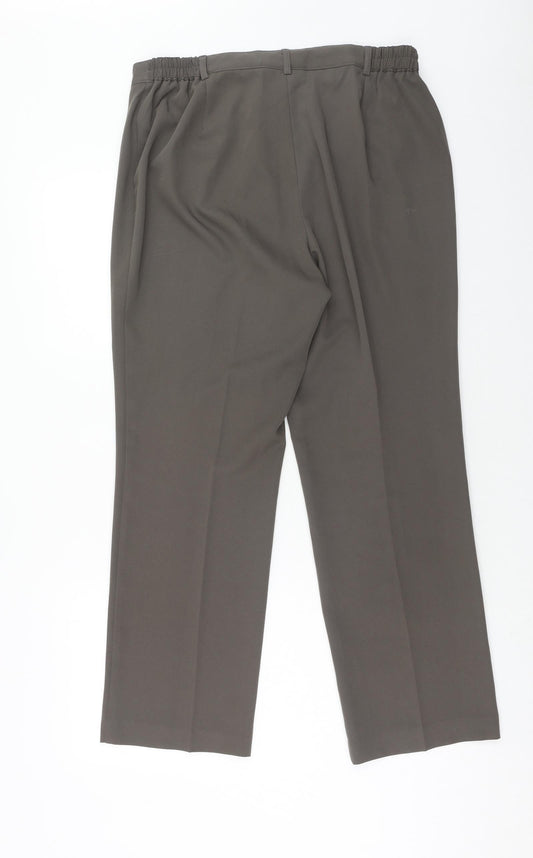 Preworn Womens Brown Polyester Trousers Size 16 Regular Zip