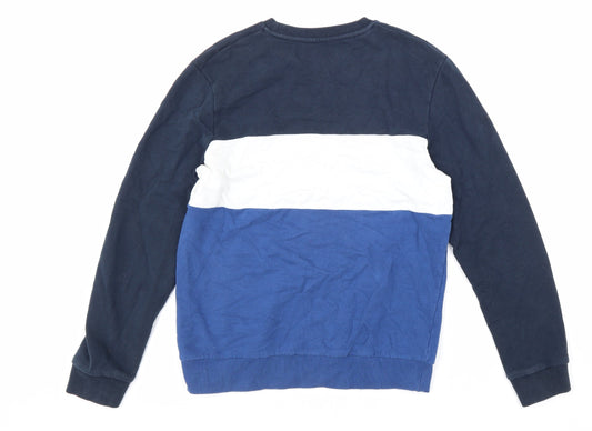 Selected Mens Blue Striped Cotton Pullover Sweatshirt Size M
