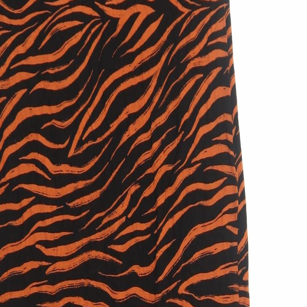 Marks and Spencer Womens Orange Animal Print Viscose Sheath Size 8 V-Neck Pullover