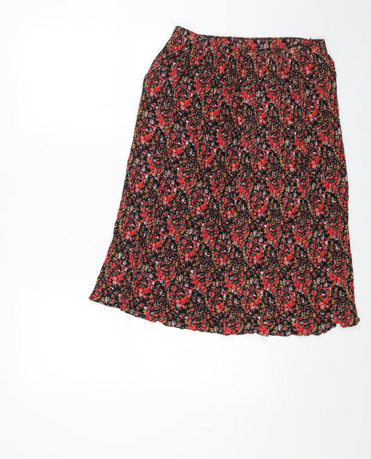 Preworn Womens Red Floral Viscose Swing Skirt Size XL Drawstring