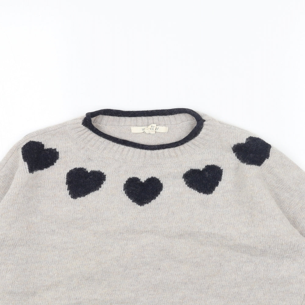 White Stuff Womens Grey Round Neck Acrylic Pullover Jumper Size 12