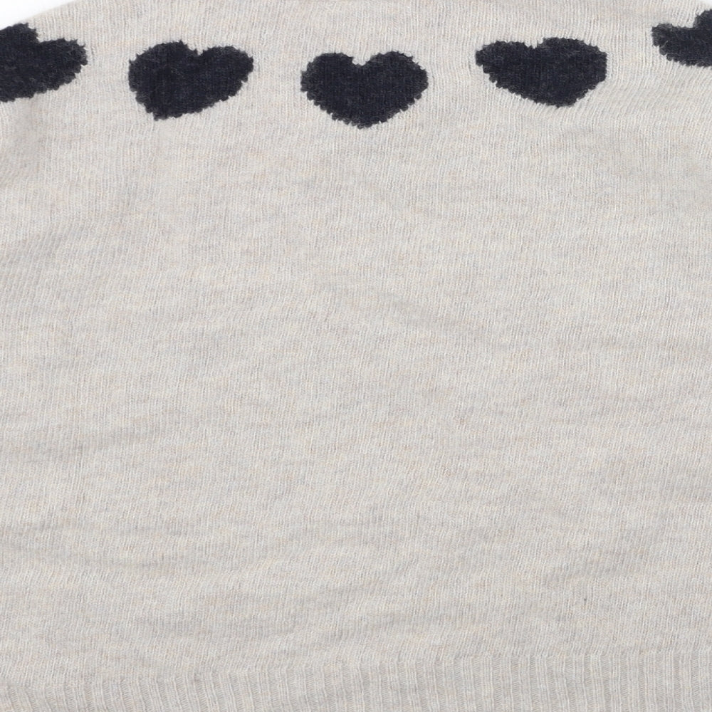 White Stuff Womens Grey Round Neck Acrylic Pullover Jumper Size 12