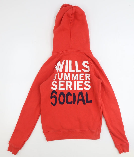 Jack Wills Womens Red Cotton Pullover Hoodie Size 8 Pullover