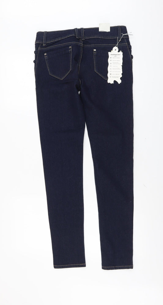 Feeling Girl Womens Blue Cotton Skinny Jeans Size XL L31 in Regular Button