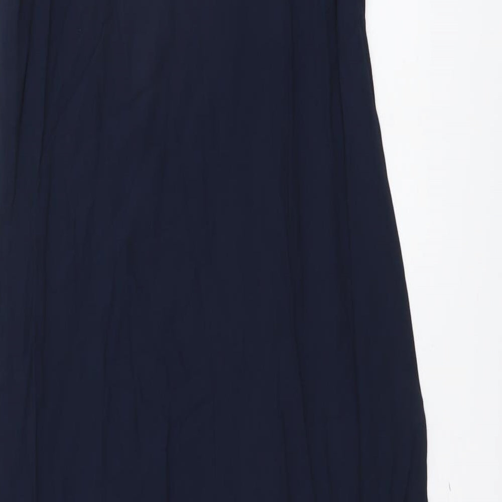Marks and Spencer Womens Blue Viscose A-Line Size 10 V-Neck Tie