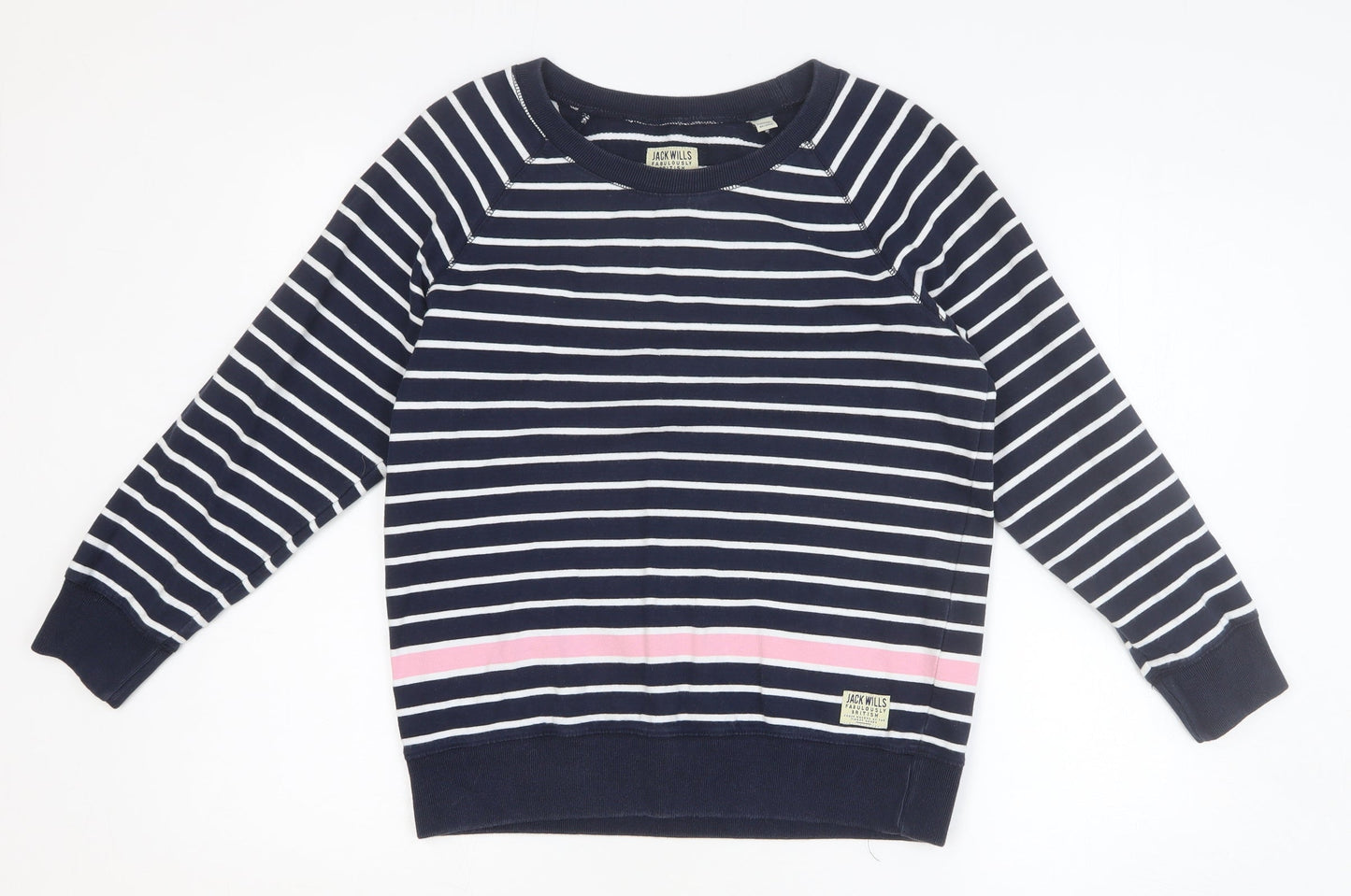 Jack Wills Womens Blue Striped 100% Cotton Pullover Sweatshirt Size 12 Pullover