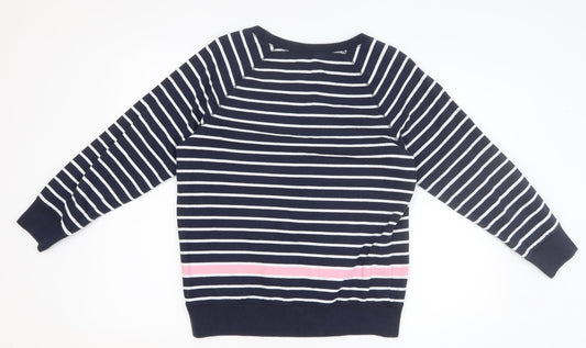 Jack Wills Womens Blue Striped 100% Cotton Pullover Sweatshirt Size 12 Pullover