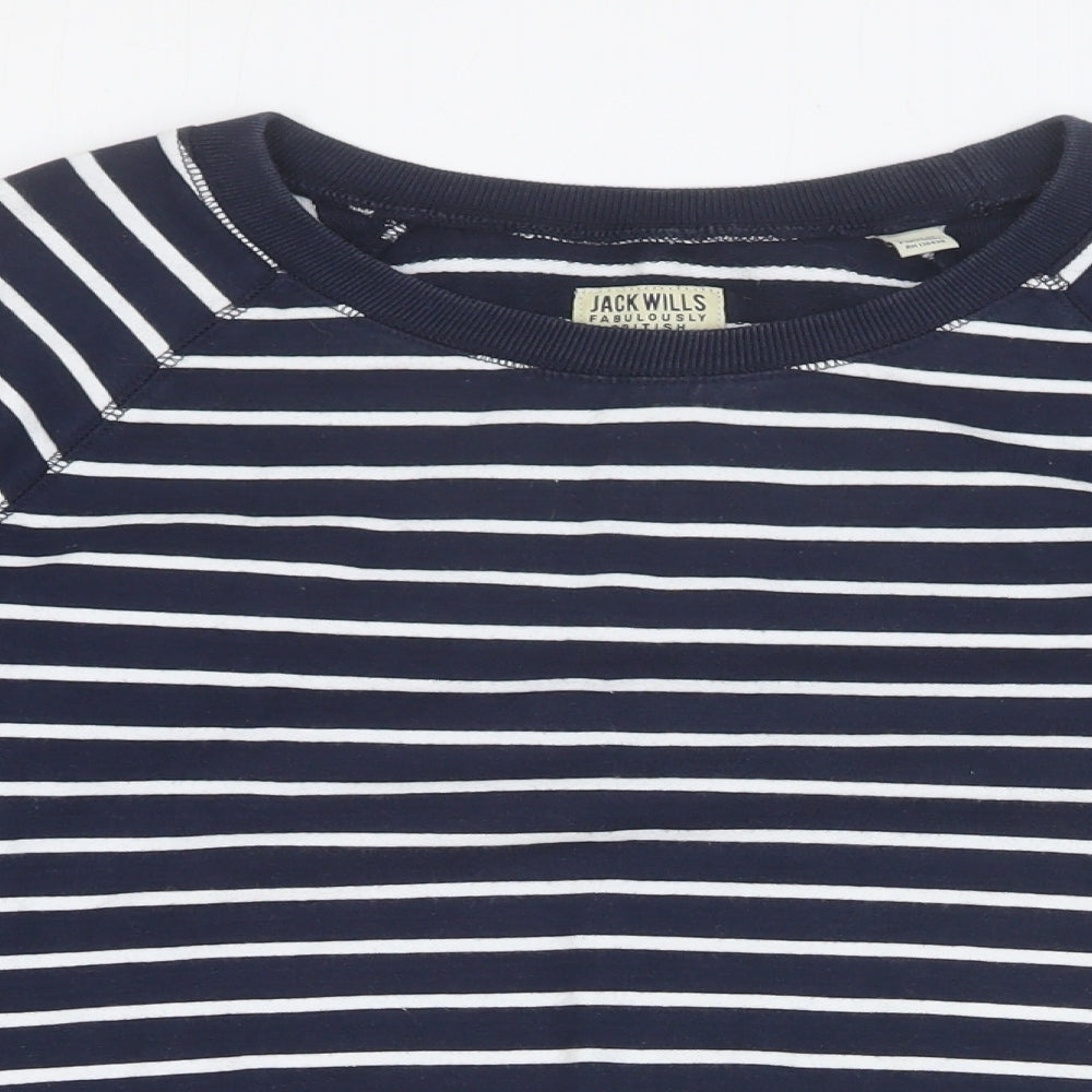 Jack Wills Womens Blue Striped 100% Cotton Pullover Sweatshirt Size 12 Pullover