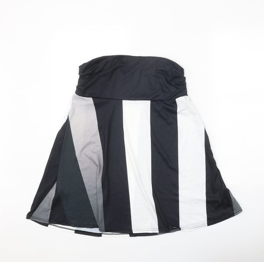 Preworn Womens Black Striped Polyester Swing Skirt Size L