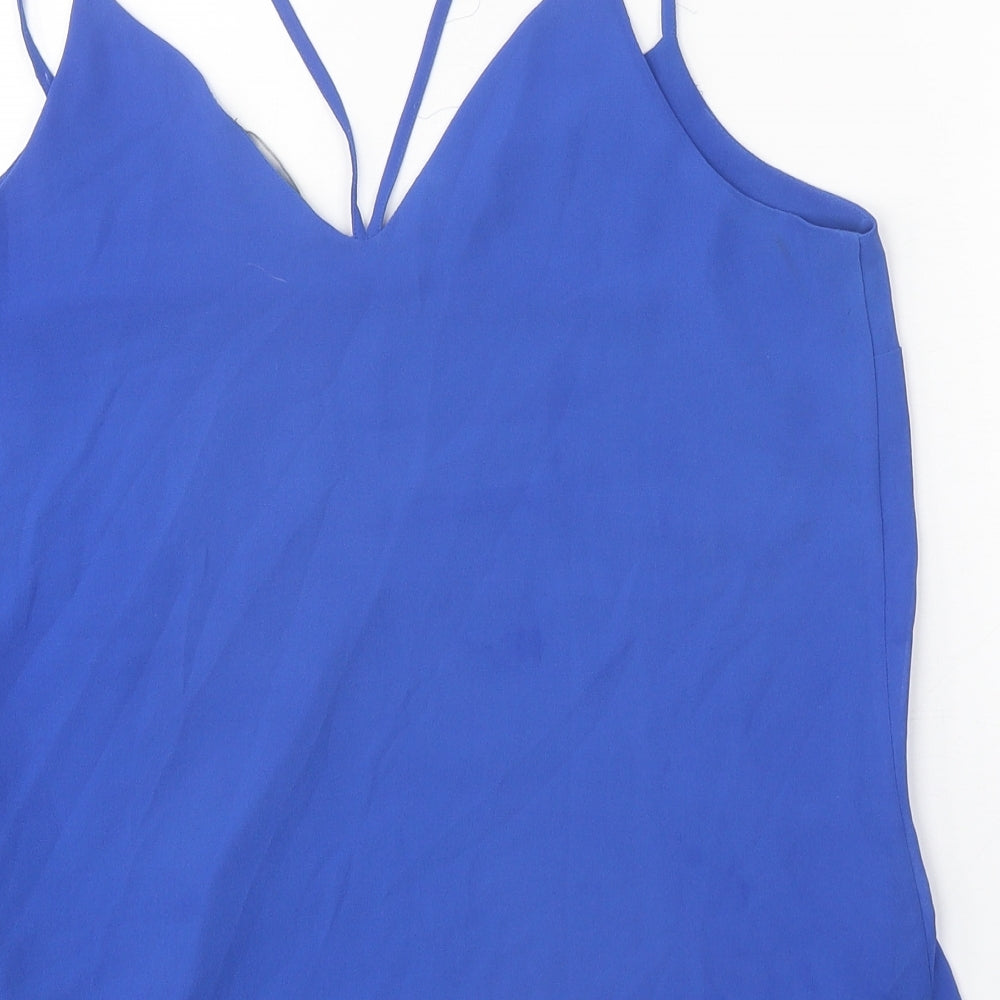 New Look Womens Blue Polyester Camisole Tank Size 12 V-Neck