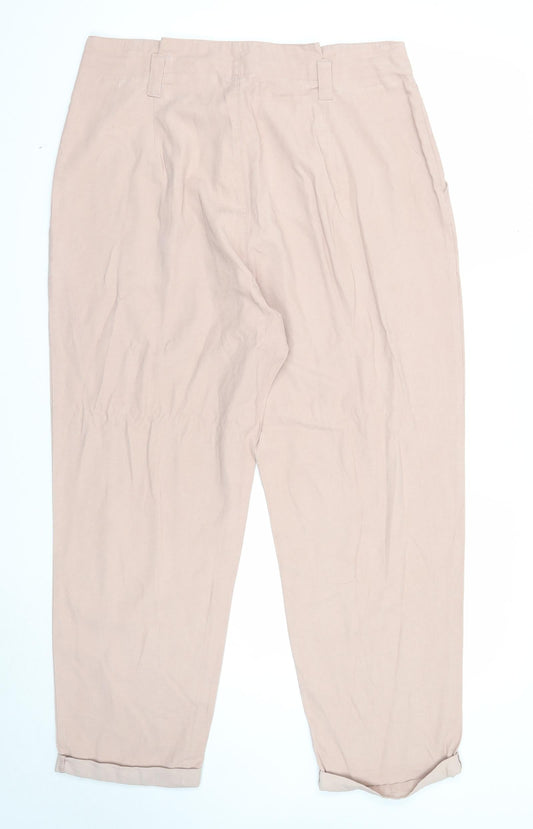 Miss Selfridge Womens Pink Viscose Trousers Size 16 Regular Zip