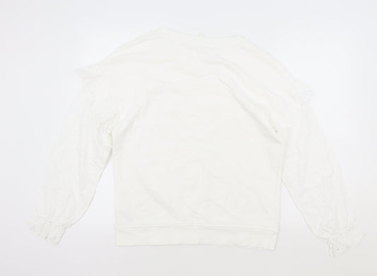 NEXT Womens White Cotton Pullover Sweatshirt Size S Pullover