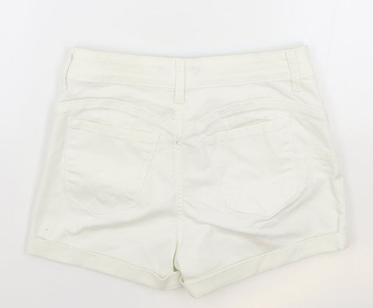 Butt Womens White Cotton Mom Shorts Size S Regular Zip