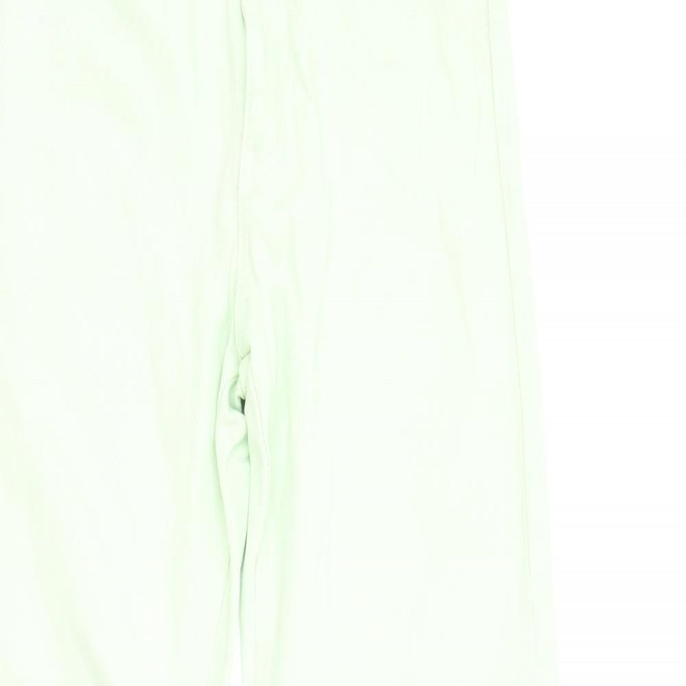 Stradivarius Womens Green Cotton Straight Jeans Size 6 Regular Zip - Distressed Hems