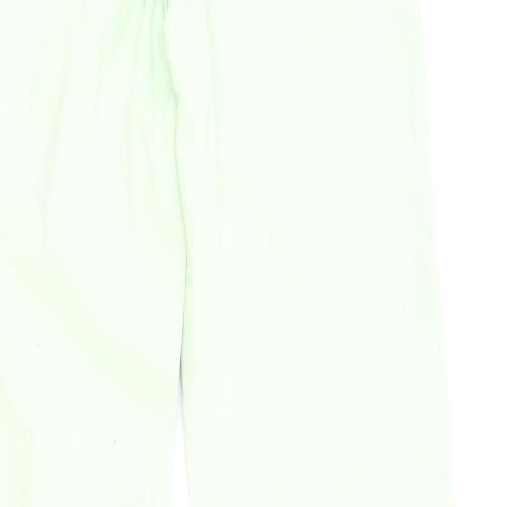 Stradivarius Womens Green Cotton Straight Jeans Size 6 Regular Zip - Distressed Hems