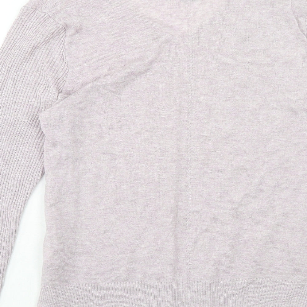 Marks and Spencer Womens Purple V-Neck Acrylic Pullover Jumper Size 14