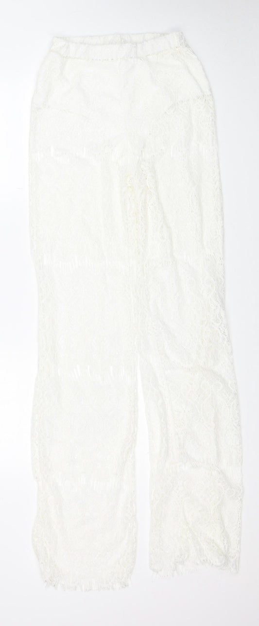 Preworn Womens White Cotton Trousers Size L Regular