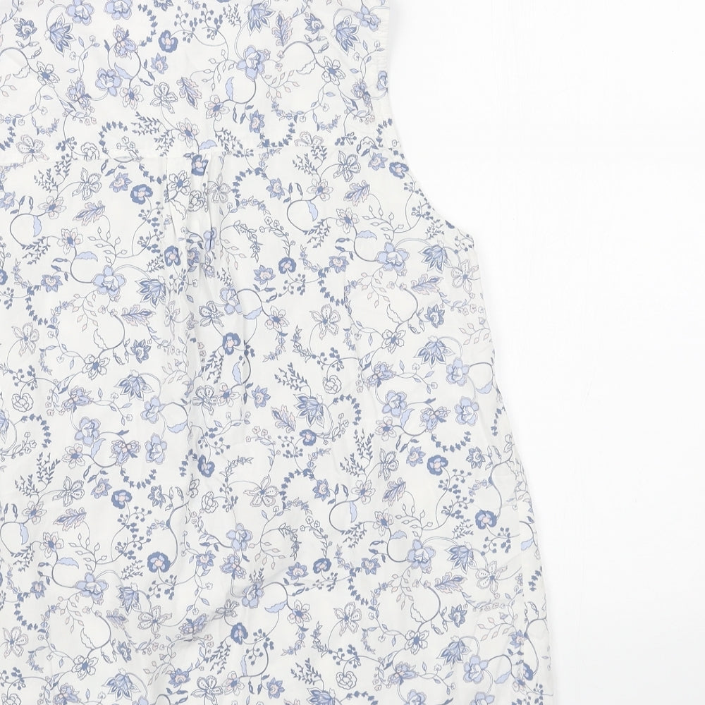 Gap Womens White Floral Viscose Basic Tank Size XS Scoop Neck
