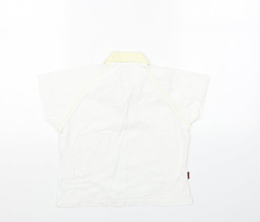 W Girls White Cotton Basic Polo Size 10 Years Collared Button
