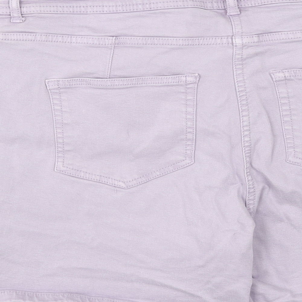 Preworn Womens Purple Cotton Basic Shorts Size 32 in Regular Zip
