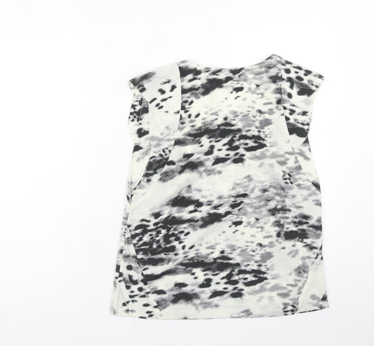 IRO Womens White Animal Print Polyester Basic T-Shirt Size S Scoop Neck - Leopard Print