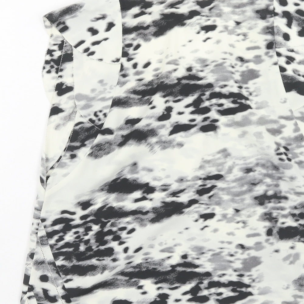 IRO Womens White Animal Print Polyester Basic T-Shirt Size S Scoop Neck - Leopard Print