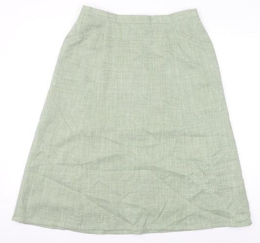 Cotswold Womens Green Polyester A-Line Skirt Size 14 Zip