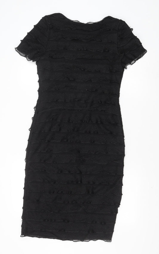 Glitz Womens Black Polyester Sheath Size 12 Round Neck Pullover