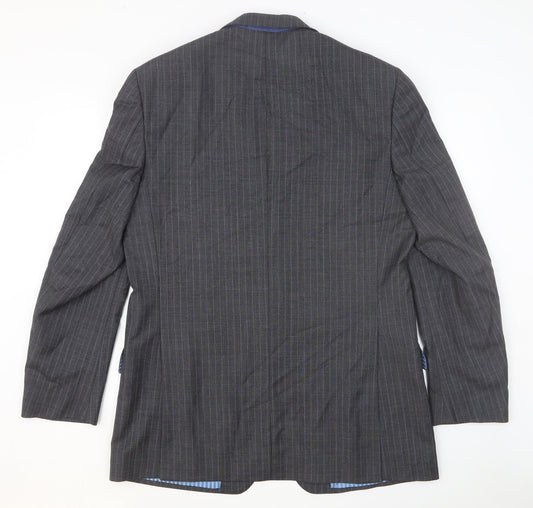 Marks and Spencer Mens Grey Striped Viscose Jacket Suit Jacket Size 46 Regular