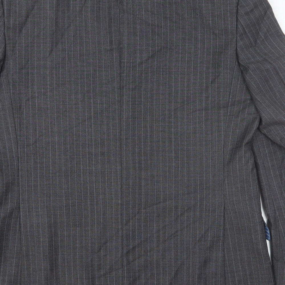 Marks and Spencer Mens Grey Striped Viscose Jacket Suit Jacket Size 46 Regular