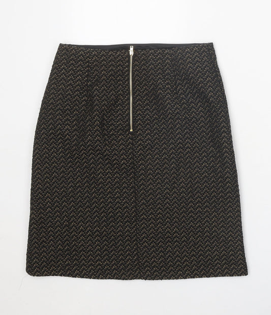 Marks and Spencer Womens Black Geometric Polyester Skort Skirt Size 6 Zip