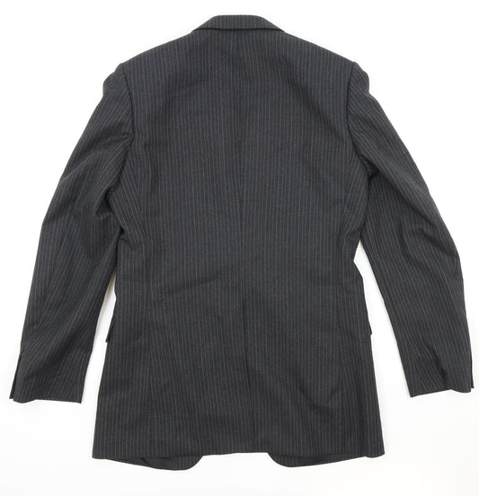 St Michael Mens Grey Striped Polyester Jacket Suit Jacket Size 38 Regular