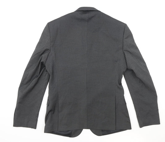 NEXT Mens Grey Striped Polyester Jacket Blazer Size 40 Regular