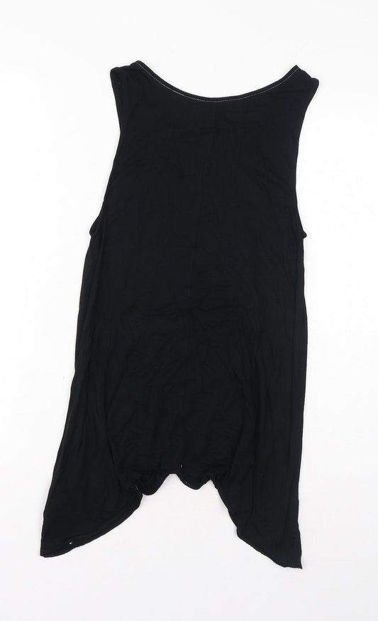 Gap Womens Black Colourblock Viscose Tunic Tank Size S Boat Neck