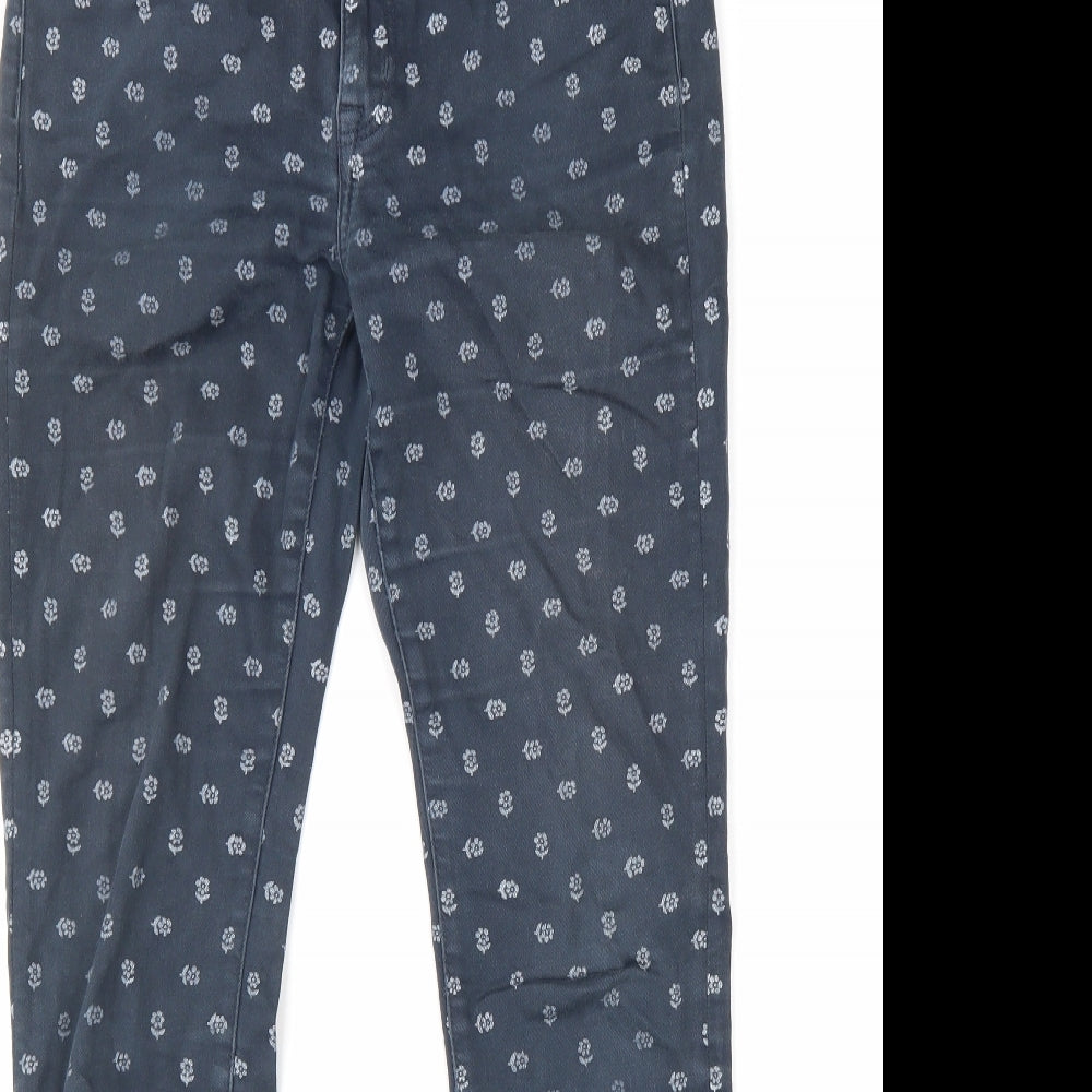 Jack Wills Womens Blue Floral Cotton Skinny Jeans Size 30 in L30 in Regular Zip